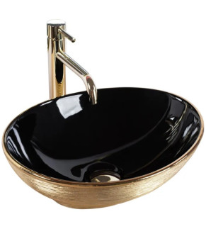 Умывальник (раковина) REA SOFIA BRUSHED GOLD BLACK накладной * (REA-U3310)