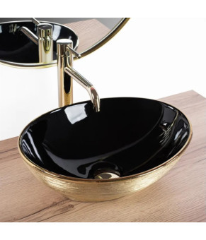 Умывальник (раковина) REA SOFIA BRUSHED GOLD BLACK накладной * (REA-U3310)