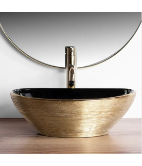 Умывальник (раковина) REA SOFIA BRUSHED GOLD BLACK накладной * (REA-U3310)