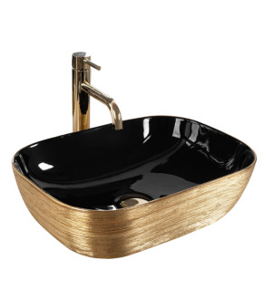 Умывальник (раковина) REA BELINDA BRUSHED GOLD BLACK накладной  (REA-U8780)