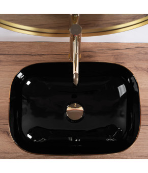 Умывальник (раковина) REA BELINDA BRUSHED GOLD BLACK накладной  (REA-U8780)