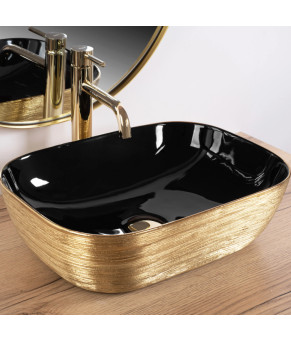 Умывальник (раковина) REA BELINDA BRUSHED GOLD BLACK накладной  (REA-U8780)
