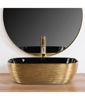 Умывальник (раковина) REA BELINDA BRUSHED GOLD BLACK накладной  (REA-U8780)