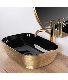 Умывальник (раковина) REA BELINDA BRUSHED GOLD BLACK накладной  (REA-U8780)