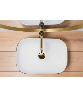 Умывальник (раковина) REA BELINDA BRUSHED GOLD WHITE накладной  (REA-U7422)