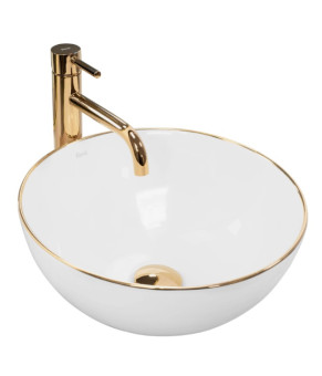 Умывальник (раковина) REA STELLA WHITE GOLD EDGE белый накладной (REA-U7445)