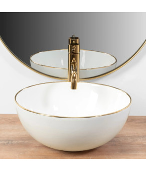 Умывальник (раковина) REA STELLA WHITE GOLD EDGE белый накладной (REA-U7445)