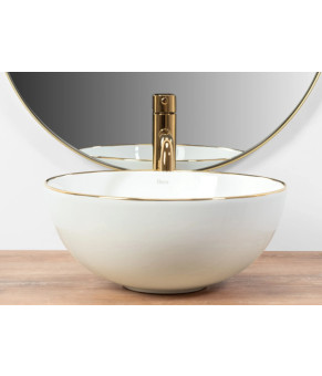 Умывальник (раковина) REA STELLA WHITE GOLD EDGE белый накладной (REA-U7445)