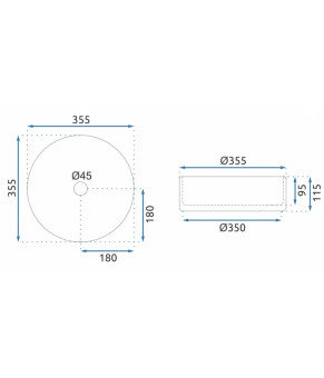 Умывальник (раковина) REA CRISTAL 35 LIGHT GREY накладной  (REA-U9615)