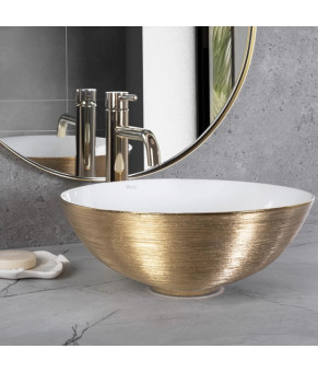 Умывальник (раковина) REA STELLA BRUSHED GOLD WHITE накладной (REA-U9087)