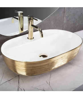 Умывальник (раковина) REA AURA 61 BRUSHED GOLD WHITE накладной  (REA-U6900)