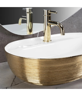 Умывальник (раковина) REA AURA 61 BRUSHED GOLD WHITE накладной  (REA-U6900)