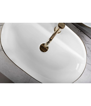 Умывальник (раковина) REA AURA 61 BRUSHED GOLD WHITE накладной  (REA-U6900)