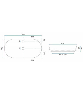 Умывальник (раковина) REA AURA 61 SHINY AIAX мрамор накладной (REA-U6623)