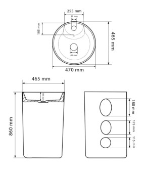 Умывальник (раковина) VBI BOLONIA M BLACK MARBLE напольный (VBI-019026)