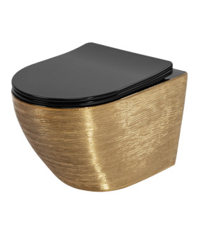 Подвесной унитаз REA CARLO FLAT BRUSHED GOLD BLACK золотой (REA-C3300)