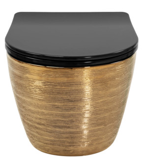 Подвесной унитаз REA CARLO FLAT BRUSHED GOLD BLACK золотой (REA-C3300)