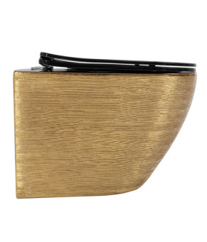 Подвесной унитаз REA CARLO FLAT BRUSHED GOLD BLACK золотой (REA-C3300)