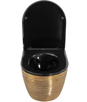 Подвесной унитаз REA CARLO FLAT BRUSHED GOLD BLACK золотой (REA-C3300)