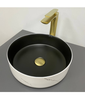 Умывальник (раковина) VBI PRATO WHITE BLACK MARBLE MATT накладной (VBI-011409)