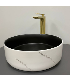 Умывальник (раковина) VBI PRATO WHITE BLACK MARBLE MATT накладной (VBI-011409)