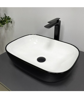 Умывальник (раковина) VBI RAVENNA BLACK WHITE GLOSSY накладной (VBI-011226)