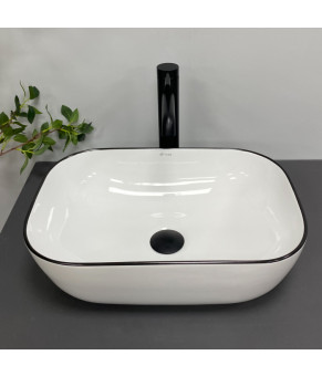 Умывальник (раковина) VBI RAVENNA WHITE BLACK EDGE накладной (VBI-011224)