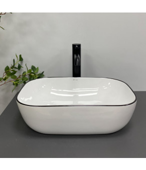 Умывальник (раковина) VBI RAVENNA WHITE BLACK EDGE накладной (VBI-011224)