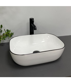 Умывальник (раковина) VBI RAVENNA WHITE BLACK EDGE накладной (VBI-011224)