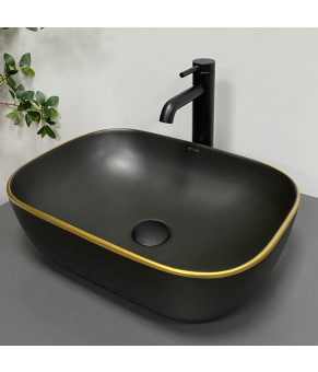 Умывальник (раковина) VBI RAVENNA BLACK MATT GOLD EDGE накладной (VBI-011228)