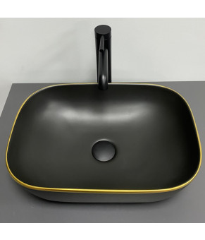 Умывальник (раковина) VBI RAVENNA BLACK MATT GOLD EDGE накладной (VBI-011228)