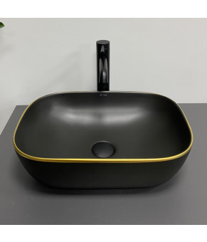 Умывальник (раковина) VBI RAVENNA BLACK MATT GOLD EDGE накладной (VBI-011228)