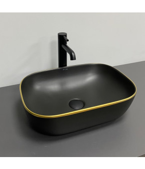 Умывальник (раковина) VBI RAVENNA BLACK MATT GOLD EDGE накладной (VBI-011228)