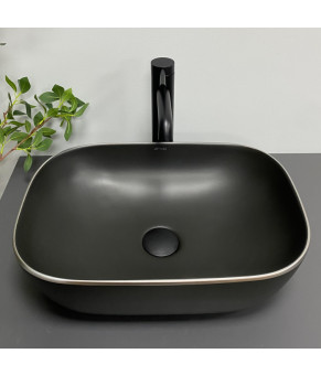 Умывальник (раковина) VBI RAVENNA BLACK MATT SILVER EDGE накладной (VBI-011229)