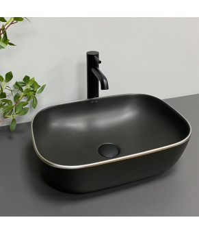Умывальник (раковина) VBI RAVENNA BLACK MATT SILVER EDGE накладной (VBI-011229)