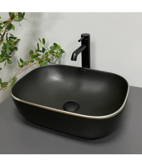 Умывальник (раковина) VBI RAVENNA BLACK MATT SILVER EDGE накладной (VBI-011229)