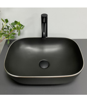 Умывальник (раковина) VBI RAVENNA BLACK MATT SILVER EDGE накладной (VBI-011229)