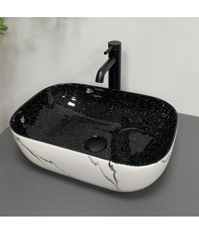 Умывальник (раковина) VBI RAVENNA WHITE BLACK MARMO накладной (VBI-011230)