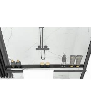 Душевая стенка REA BLER 110 BLACK с полкой EVO (REA-K7630 + HOM-00652)