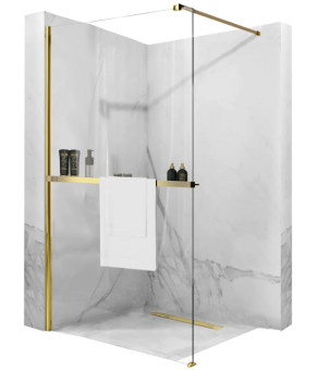 Душевая стенка REA AERO 80 GOLD с полкой EVO (REA-K8439 + HOM-00653)