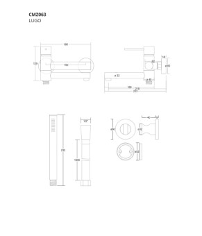 Смеситель для ванны и душа CORSAN LUGO CHROME хром настенный с изливом (CMZ063CH)