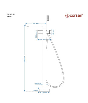 Смеситель для ванны CORSAN TRINO BLACK MATT напольный * (CMB7159BL)