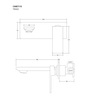 Смеситель для раковины (умывальника) CORSAN TRINO BLACK MATT + BOX скрытого монтажа * (CMB7115BL)