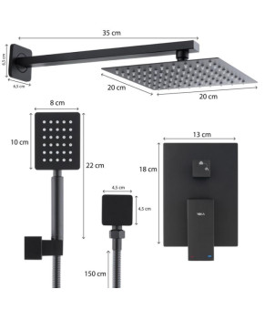 Душевая система YOKA DUAL BLACK + BOX скрытого монтажа * (BP.DUAL-BLK)