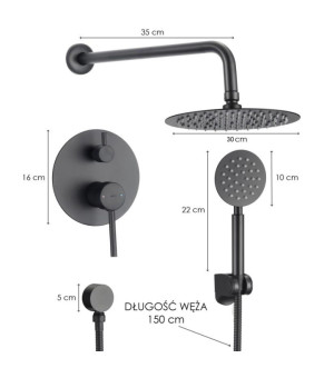 Душевая система YOKA STUDIO 30 BLACK + BOX скрытого монтажа * (BP.STUDIO 30 BLK)