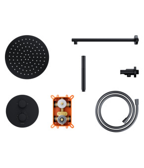 Душевая система CORSAN LUGO BLACK с термостатом + BOX скрытого монтажа (Z03TBL)