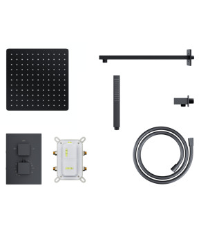 Душевая система CORSAN ADOUR BLACK с термостатом + BOX скрытого монтажа (Z01TBL)