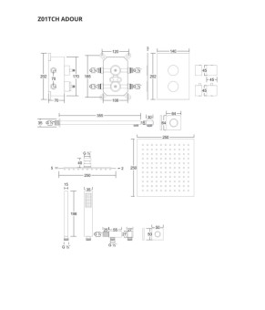 Душевая система CORSAN ADOUR CHROMЕ с термостатом + BOX скрытого монтажа * (Z01TCH)