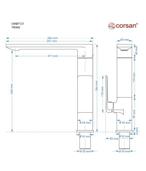 Смеситель для кухни CORSAN TRINO CHROME хром з подвижным носиком * (CMB7121CH)