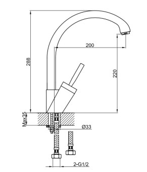 Смеситель для кухни KOHLMAN MAXIMA CHROME  (QB146M)